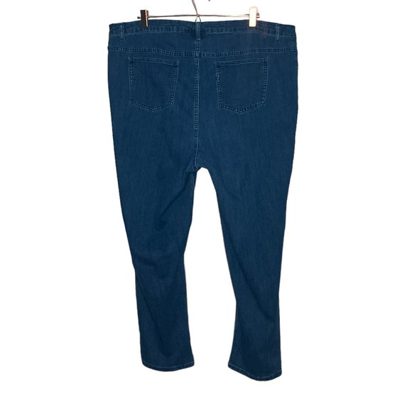 Catherines 26W Dark Wash Denim Stretch Boho Embroidered Detail Skinny Jeans Plus - Picture 2 of 3